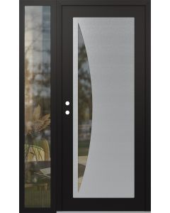 Diamond C13 48" x 80" black/black clear Glass Panel stainless steel RHI with Sidelite clear Glass