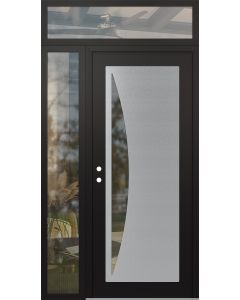 Diamond C13 48" x 96" black/black clear Glass Panel stainless steel RHI with Sidelite and Transom clear Glass