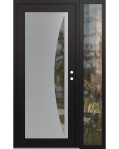 Diamond C13 48" x 80" black/black clear Glass Panel stainless steel LHI with Sidelite clear Glass