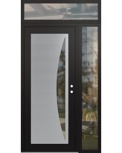 Diamond C13 48" x 96" black/black clear Glass Panel stainless steel LHI with Sidelite and Transom clear Glass