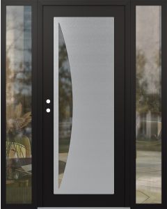 Diamond C13 60" x 80" black/black clear Glass Panel stainless steel RHI with 2 Sidelites clear Glass
