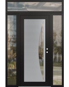 Diamond C13 60" x 96" black/black clear Glass Panel stainless steel LHI with 2 Sidelites and Transom clear Glass