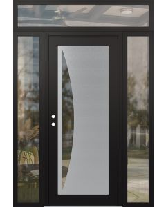 Diamond C13 60" x 96" black/black clear Glass Panel stainless steel RHI with 2 Sidelites and Transom clear Glass
