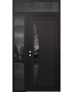 Diamond C13 48" x 96" black/black mirrored Glass Panel black RHI with Sidelite and Transom mirrored Glass