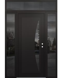 Diamond C13 60" x 96" black/black mirrored Glass Panel black LHI with 2 Sidelites and Transom mirrored Glass