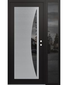 Diamond C13 52" x 80" black/black mirrored Glass Panel stainless steel LHI with Sidelite mirrored Glass