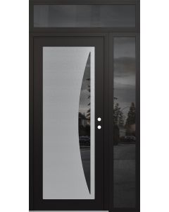 Diamond C13 50" x 96" black/black mirrored Glass Panel stainless steel LHI with Sidelite and Transom mirrored Glass