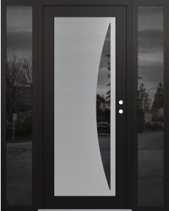 Diamond C13 60" x 80" black/black mirrored Glass Panel stainless steel LHI with 2 Sidelites mirrored Glass