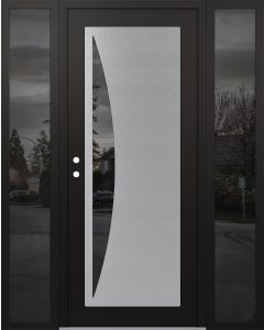Diamond C13 64" x 80" black/black mirrored Glass Panel stainless steel RHI with 2 Sidelites mirrored Glass