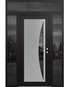 Diamond C13 60" x 96" black/black mirrored Glass Panel stainless steel LHI with 2 Sidelites and Transom mirrored Glass