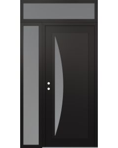 Diamond C13 48" x 96" black/white frosted Glass Panel black RHI with Sidelite and Transom frosted Glass