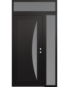 Diamond C13 48" x 96" black/white frosted Glass Panel black LHI with Sidelite and Transom frosted Glass