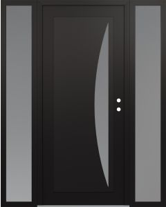 Diamond C13 60" x 80" black/white frosted Glass Panel black LHI with 2 Sidelites frosted Glass