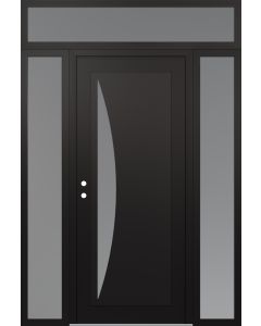 Diamond C13 60" x 96" black/white frosted Glass Panel black RHI with 2 Sidelites and Transom frosted Glass