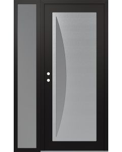 Diamond C13 52" x 80" black/white frosted Glass Panel stainless steel RHI with Sidelite frosted Glass