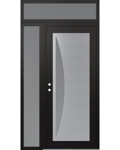Diamond C13 48" x 96" black/white frosted Glass Panel stainless steel RHI with Sidelite and Transom frosted Glass