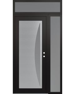 Diamond C13 50" x 96" black/white frosted Glass Panel stainless steel LHI with Sidelite and Transom frosted Glass