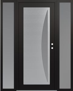 Diamond C13 64" x 80" black/white frosted Glass Panel stainless steel LHI with 2 Sidelites frosted Glass