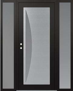 Diamond C13 60" x 80" black/white frosted Glass Panel stainless steel RHI with 2 Sidelites frosted Glass