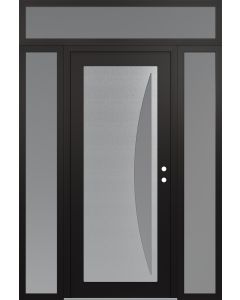Diamond C13 64" x 96" black/white frosted Glass Panel stainless steel LHI with 2 Sidelites and Transom frosted Glass
