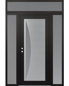 Diamond C13 60" x 96" black/white frosted Glass Panel stainless steel RHI with 2 Sidelites and Transom frosted Glass