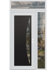 Diamond C13 50" x 96" white/white clear Glass Panel black LHI with Sidelite and Transom clear Glass