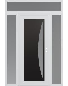Diamond C13 64" x 96" white/white frosted Glass Panel black LHI with 2 Sidelites and Transom frosted Glass