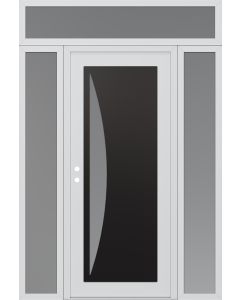 Diamond C13 64" x 96" white/white frosted Glass Panel black RHI with 2 Sidelites and Transom frosted Glass