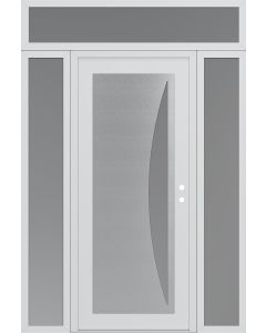 Diamond C13 64" x 96" white/white frosted Glass Panel stainless steel LHI with 2 Sidelites and Transom frosted Glass