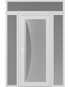 Diamond C13 64" x 96" white/white frosted Glass Panel stainless steel RHI with 2 Sidelites and Transom frosted Glass