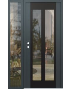 Diamond C14 48" x 80" anthracite/anthracite clear Glass Panel black RHI with Sidelite clear Glass