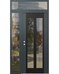 Diamond C14 48" x 96" anthracite/anthracite clear Glass Panel black RHI with Sidelite and Transom clear Glass