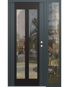 Diamond C14 48" x 80" anthracite/anthracite clear Glass Panel black LHI with Sidelite clear Glass