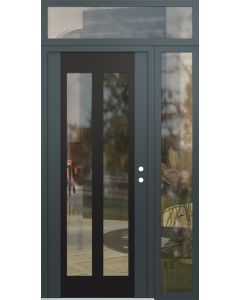Diamond C14 48" x 96" anthracite/anthracite clear Glass Panel black LHI with Sidelite and Transom clear Glass