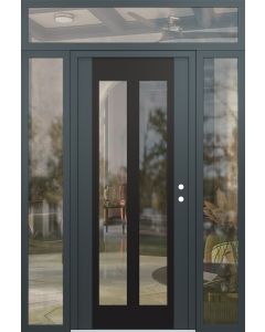 Diamond C14 68" x 96" anthracite/anthracite clear Glass Panel black LHI with 2 Sidelites and Transom clear Glass