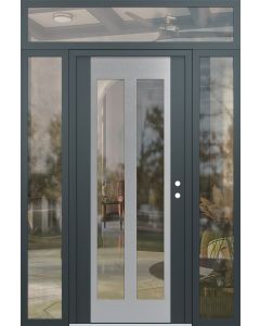Diamond C14 60" x 96" anthracite/anthracite clear Glass Panel stainless steel LHI with 2 Sidelites and Transom clear Glass