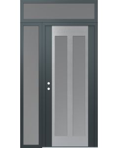 Diamond C14 50" x 96" anthracite/anthracite frosted Glass Panel stainless steel RHI with Sidelite and Transom frosted Glass