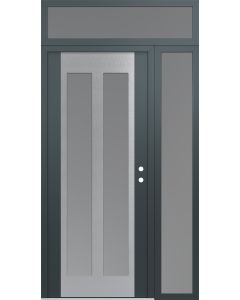 Diamond C14 50" x 96" anthracite/anthracite frosted Glass Panel stainless steel LHI with Sidelite and Transom frosted Glass