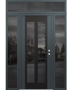 Diamond C14 64" x 96" anthracite/anthracite mirrored Glass Panel black LHI with 2 Sidelites and Transom mirrored Glass