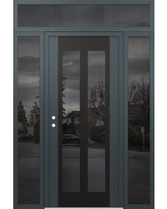 Diamond C14 64" x 96" anthracite/anthracite mirrored Glass Panel black RHI with 2 Sidelites and Transom mirrored Glass
