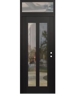 Diamond C14 36" x 96" black/black clear Glass Panel black LHI with Transom clear Glass