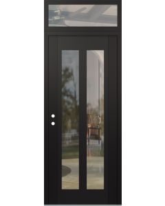 Diamond C14 36" x 96" black/black clear Glass Panel black RHI with Transom clear Glass