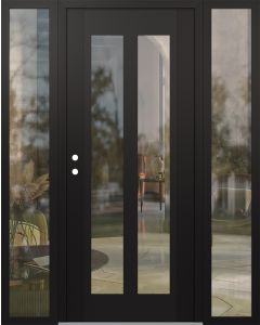Diamond C14 60" x 80" black/black clear Glass Panel black RHI with 2 Sidelites clear Glass