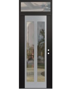Diamond C14 36" x 96" black/black clear Glass Panel stainless steel LHI with Transom clear Glass