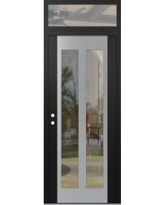 Diamond C14 36" x 96" black/black clear Glass Panel stainless steel RHI with Transom clear Glass