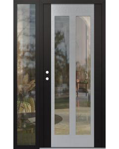 Diamond C14 48" x 80" black/black clear Glass Panel stainless steel RHI with Sidelite clear Glass