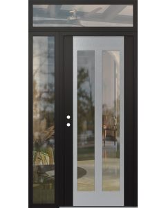 Diamond C14 48" x 96" black/black clear Glass Panel stainless steel RHI with Sidelite and Transom clear Glass