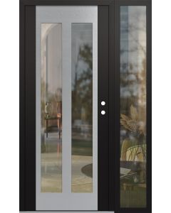 Diamond C14 48" x 80" black/black clear Glass Panel stainless steel LHI with Sidelite clear Glass