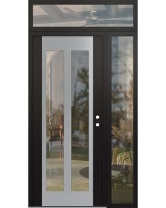 Diamond C14 48" x 96" black/black clear Glass Panel stainless steel LHI with Sidelite and Transom clear Glass