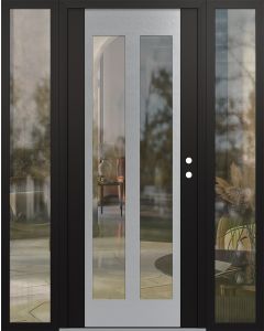 Diamond C14 60" x 80" black/black clear Glass Panel stainless steel LHI with 2 Sidelites clear Glass
